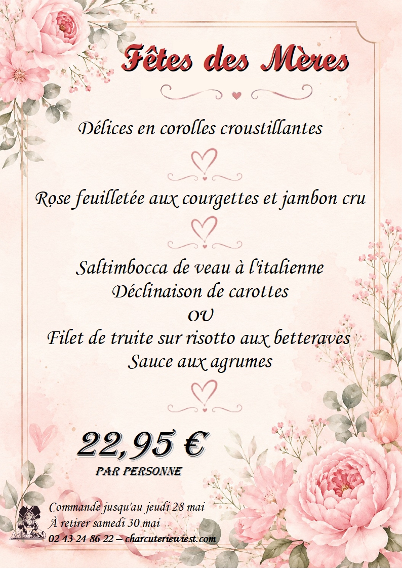 Menu spécialement pensé pour la fête des mères
